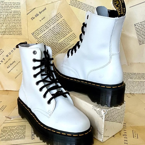 Free People Dr Martens Jadon Leather Boot White Smooth Leather - Picture 7 of 9